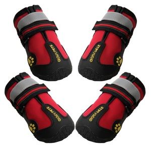 QUMY Pets red dog boot paw protector set of 4